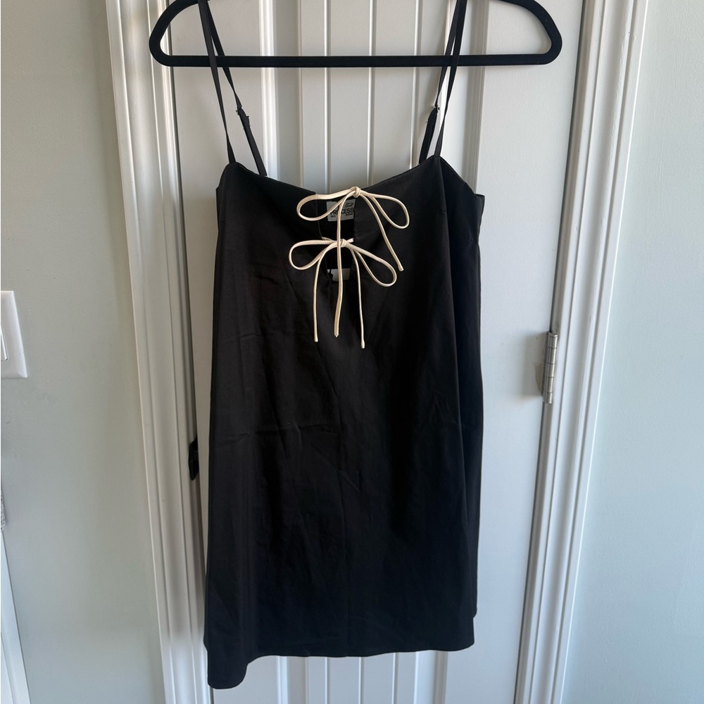Princess Polly Black Mini Dress with Cream Bow